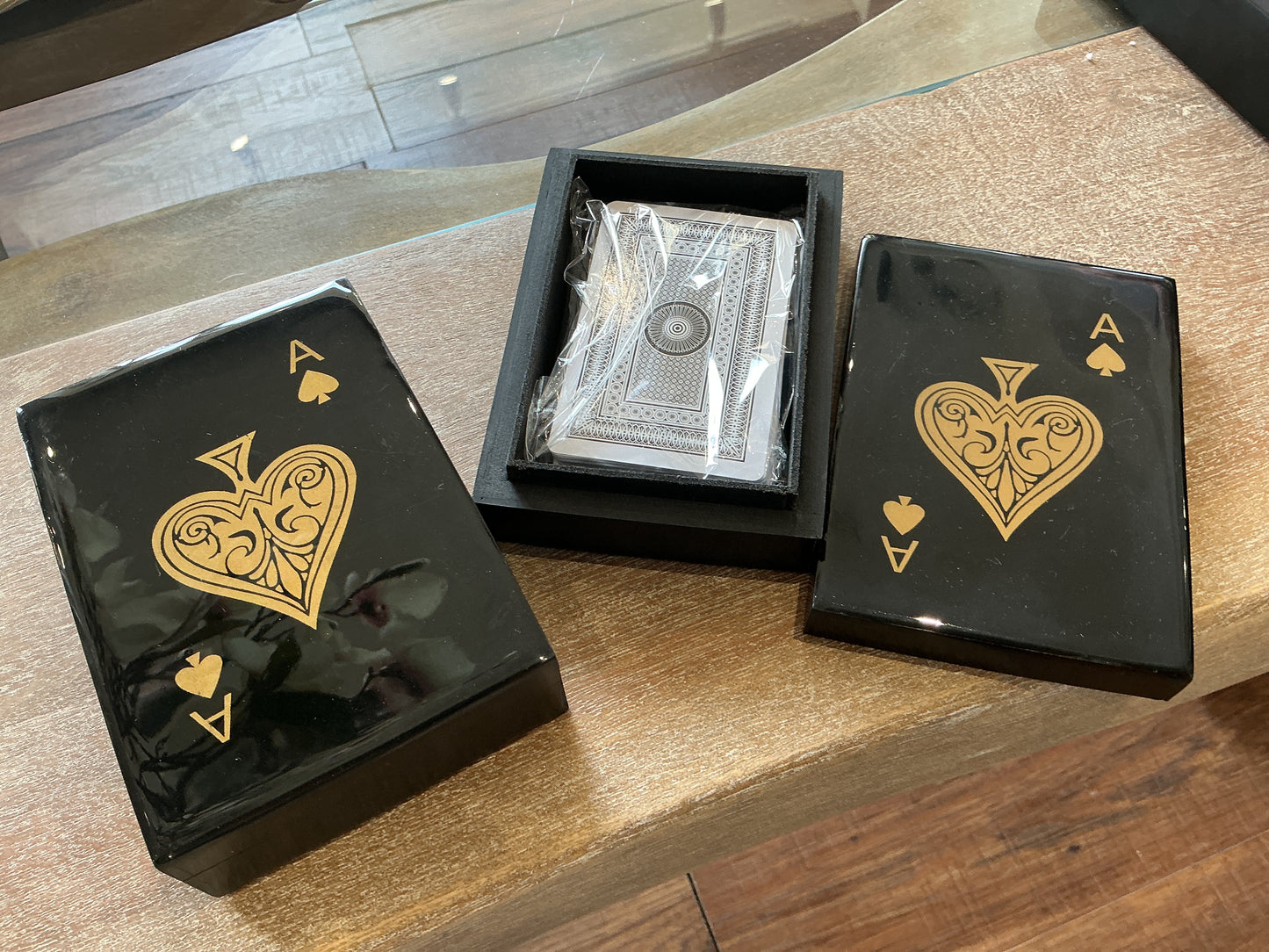 Chollerford black & gold inlay card box