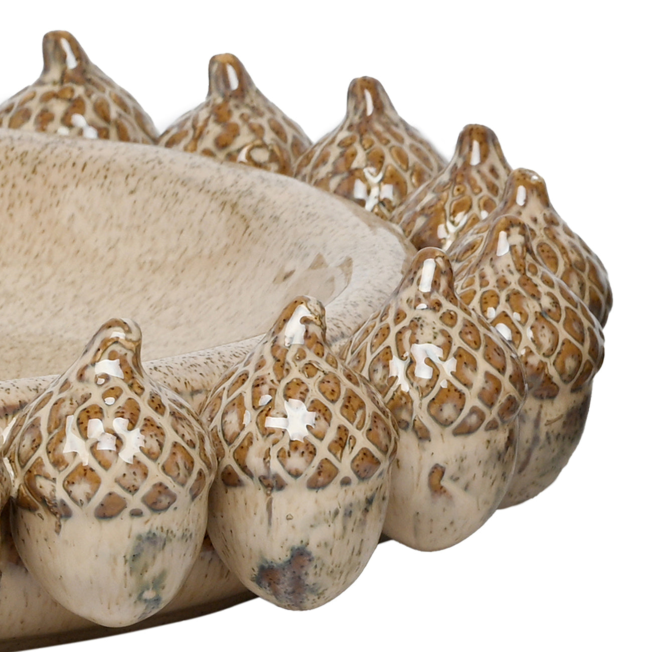 Acorn Cluster Platter- Decorative Ceramic Display Tray