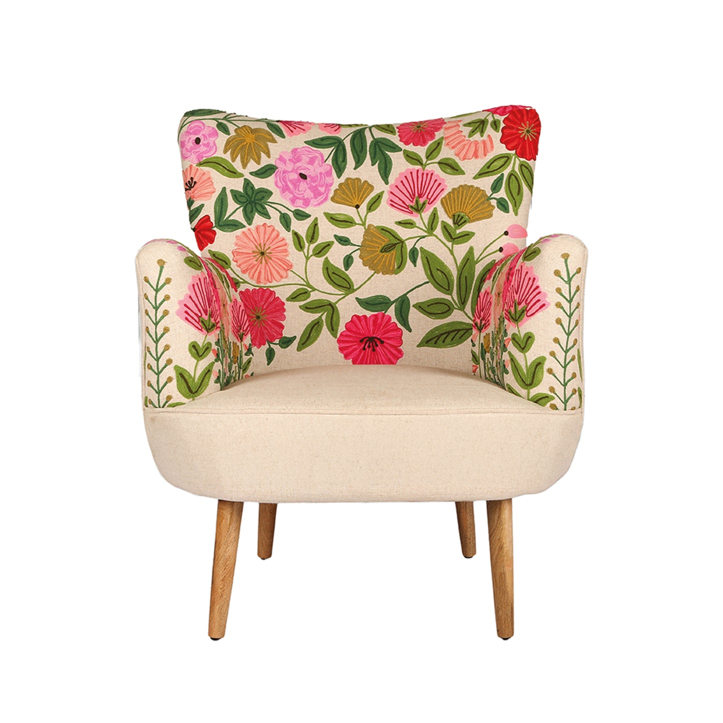 Hand embroidered Amelia chair ensley linen