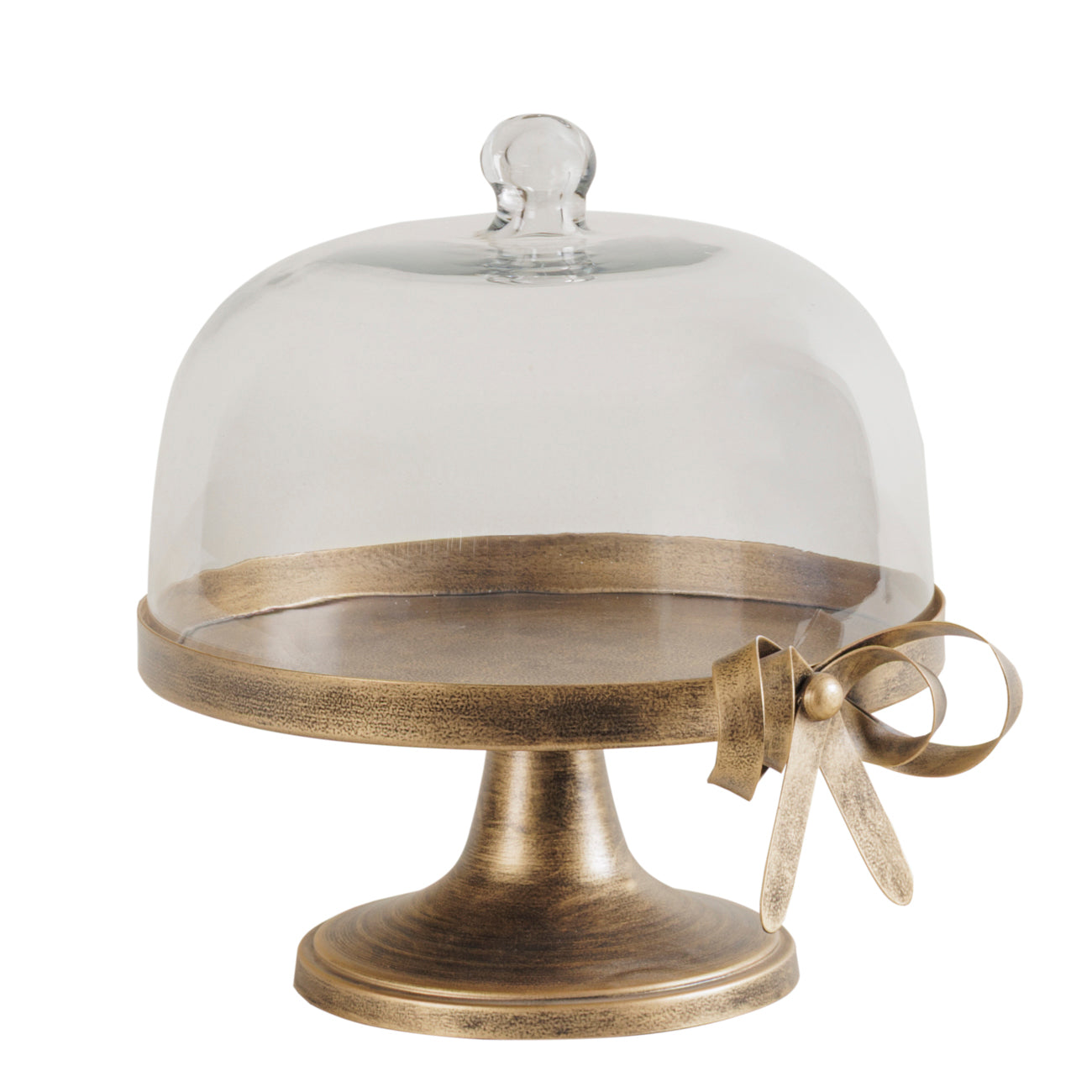 Ribbon Glass Cloche with Vintage Bronze Ribbon Base