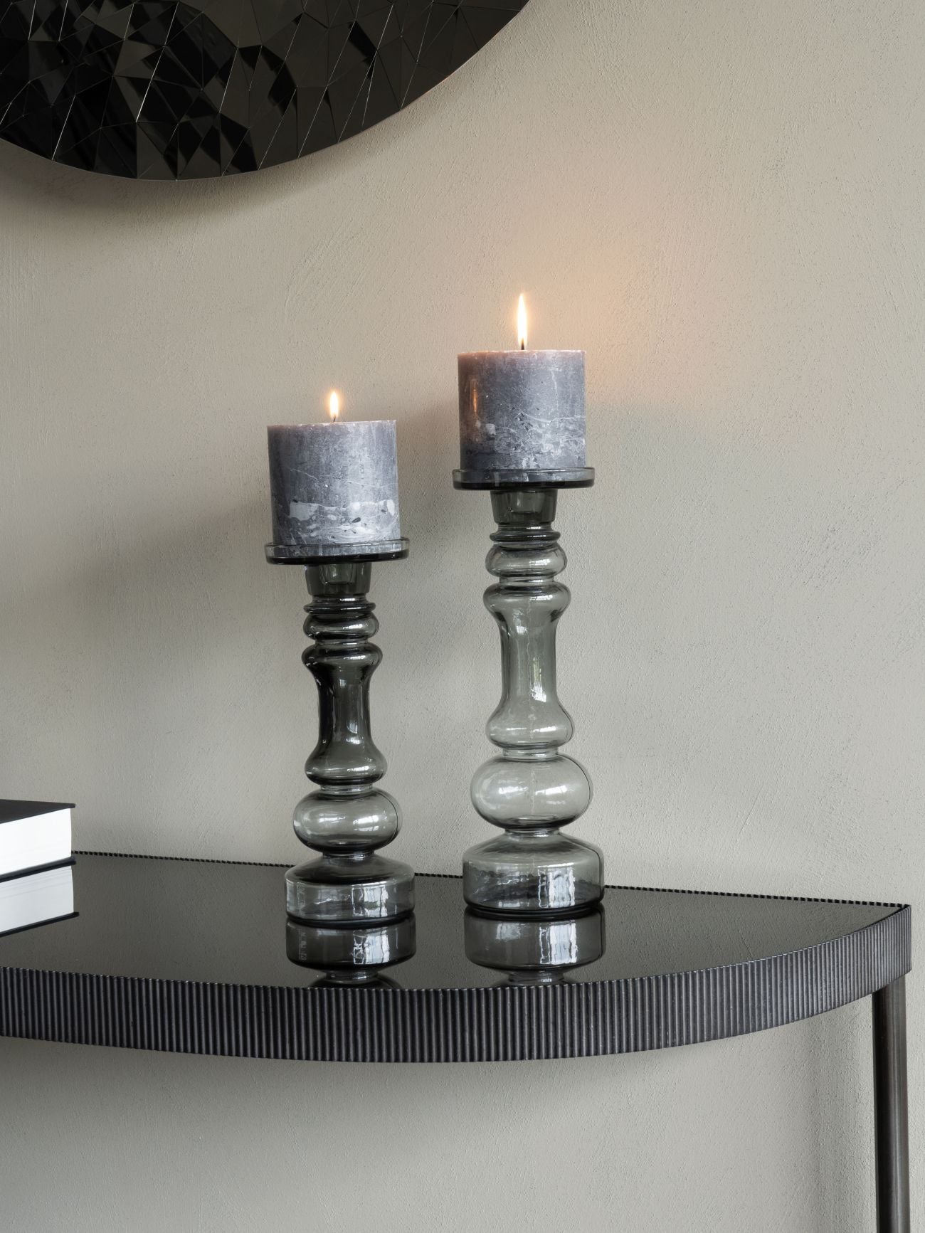Vitram smoky glass candle holder 35 cm
