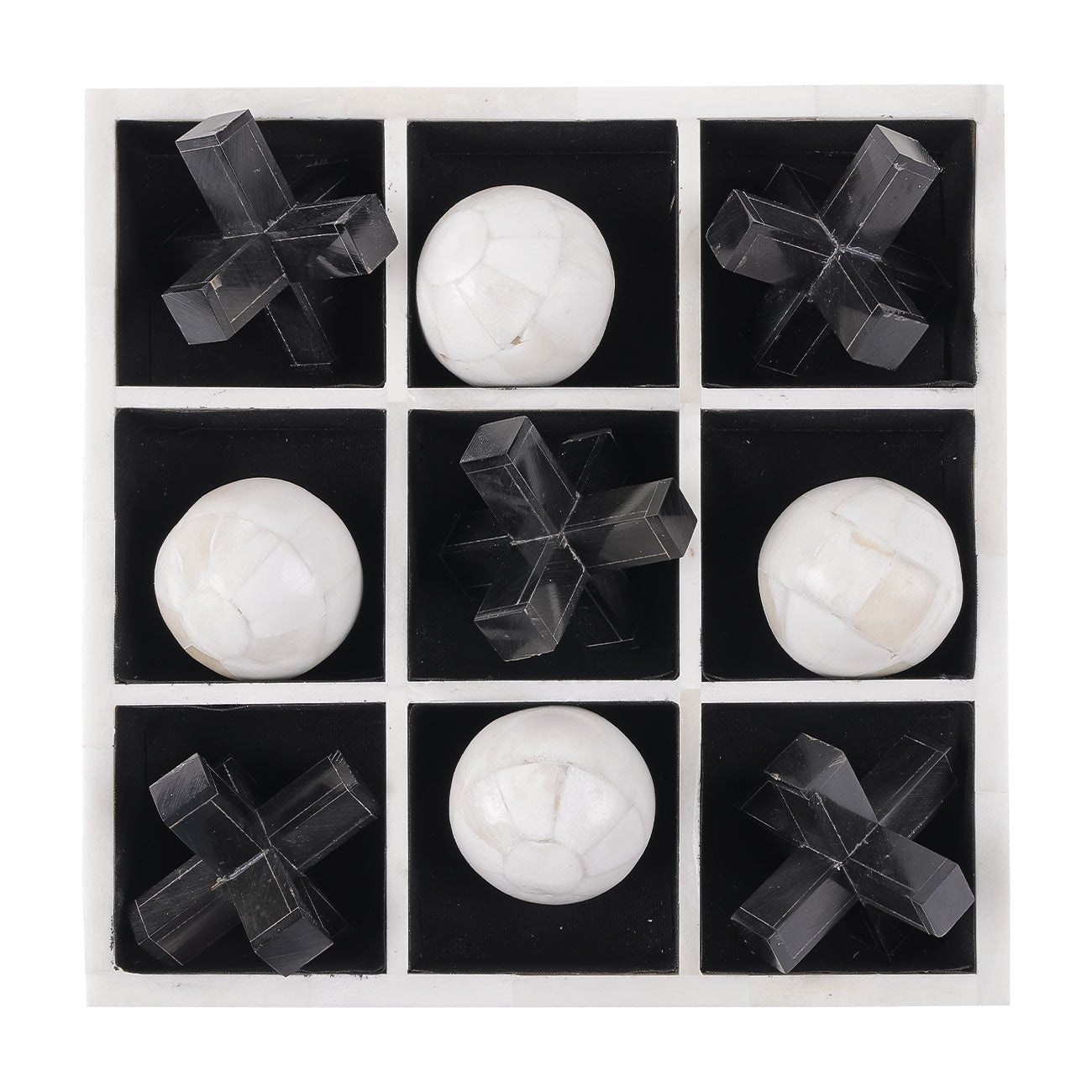 Farnham Off White and Black Bone Horn Inlay Noughts and Crosses - Seasons Home Interiors
