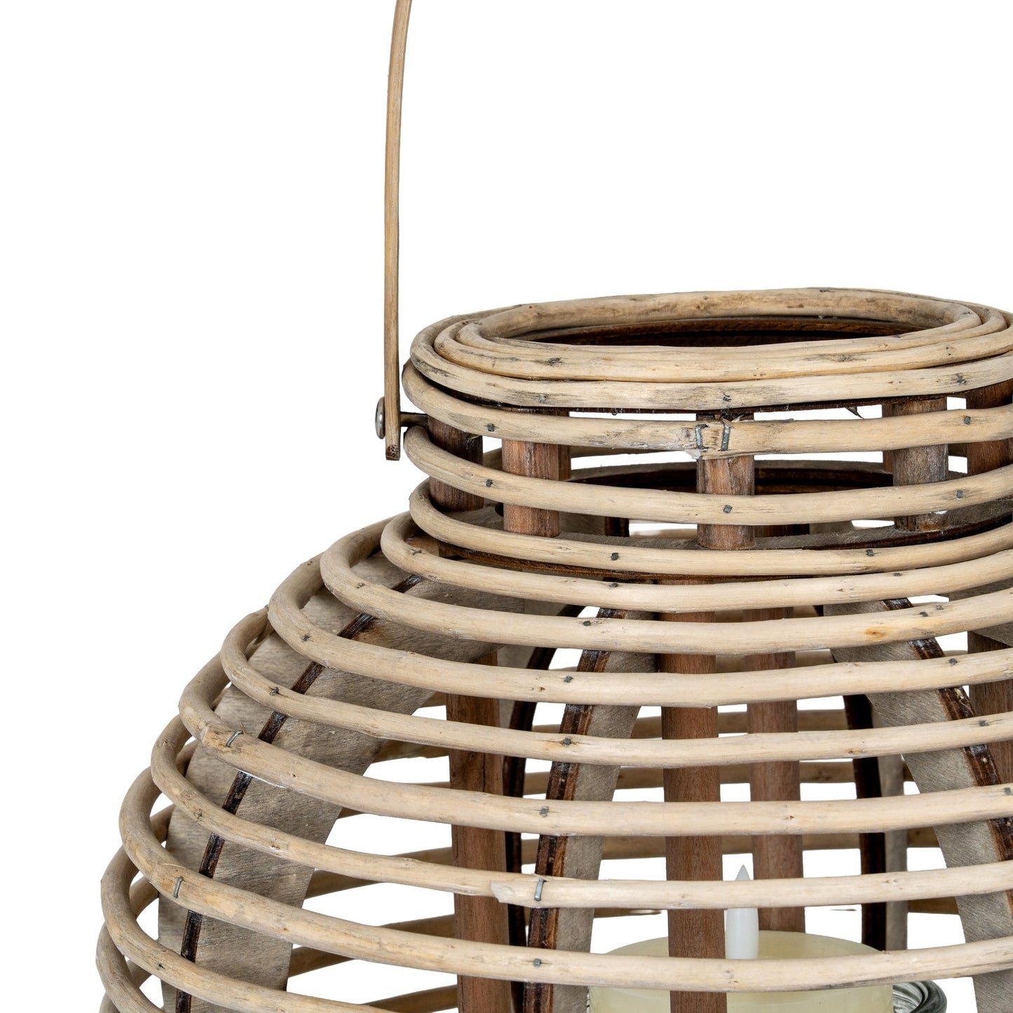 Large Round Willow Lantern With Glass Holder - Seasons Home Interiors