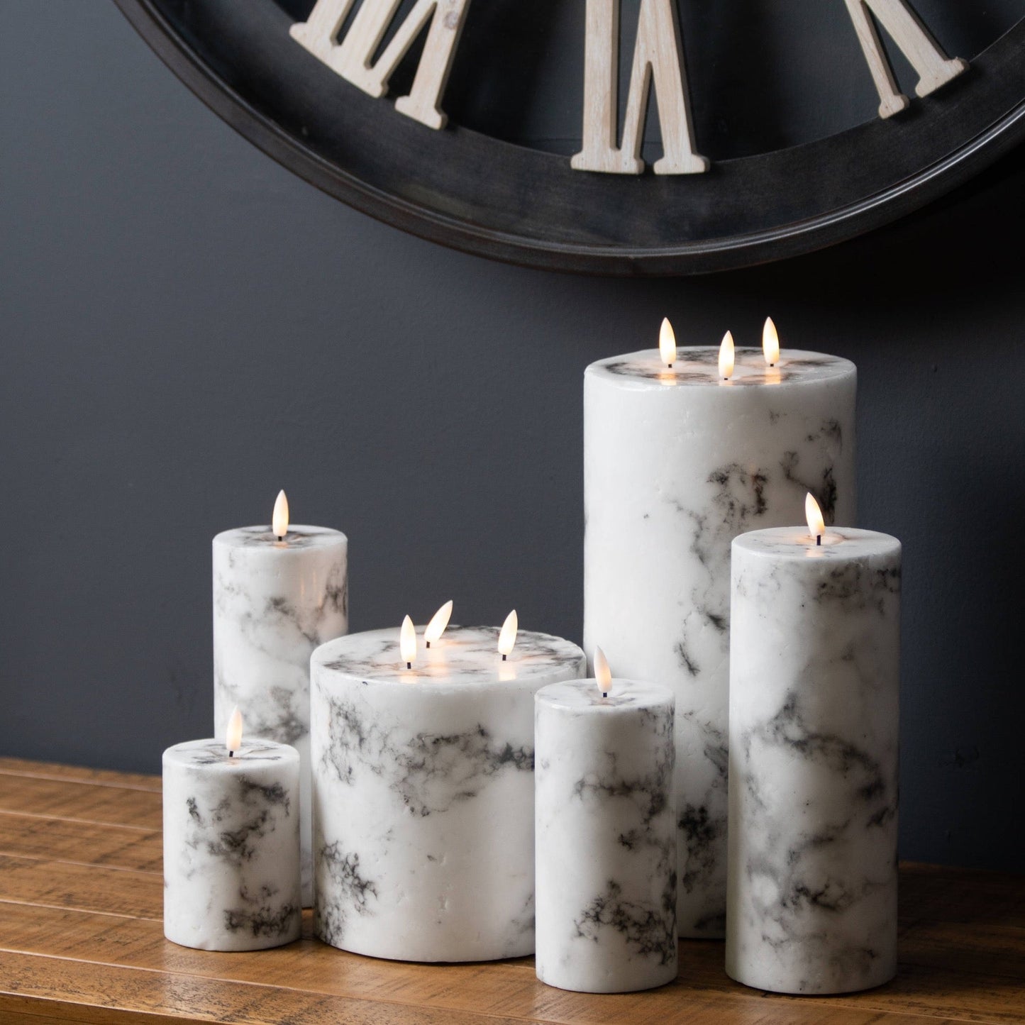 Luxe Collection Natural Glow 6x12 Marble Effect LED Candle - Seasons Home Interiors