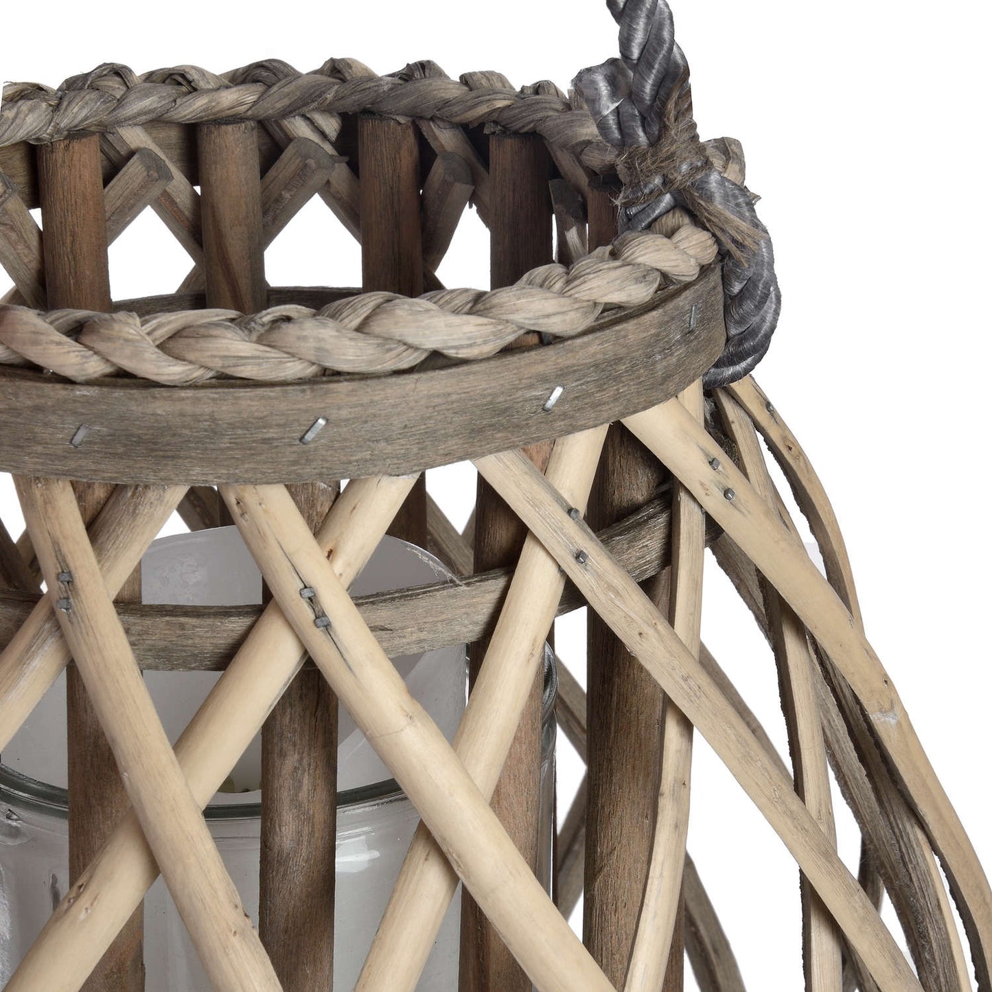 Small Wicker Bulbous Lantern - Seasons Home Interiors