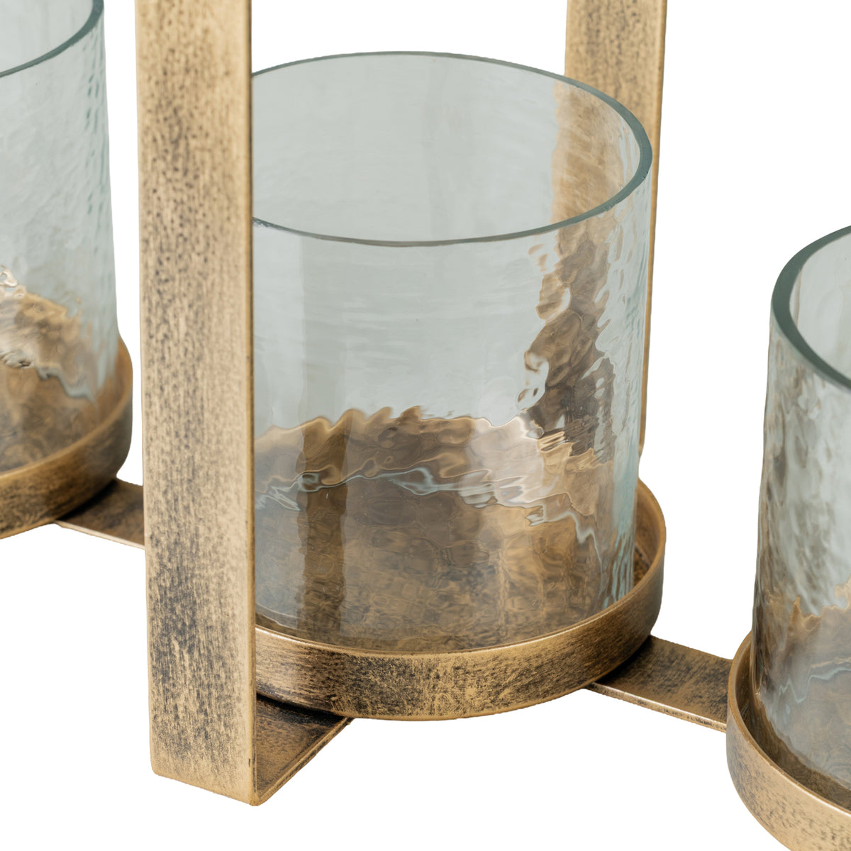 Bow 3 Candle Hammered Glass Hurricane
