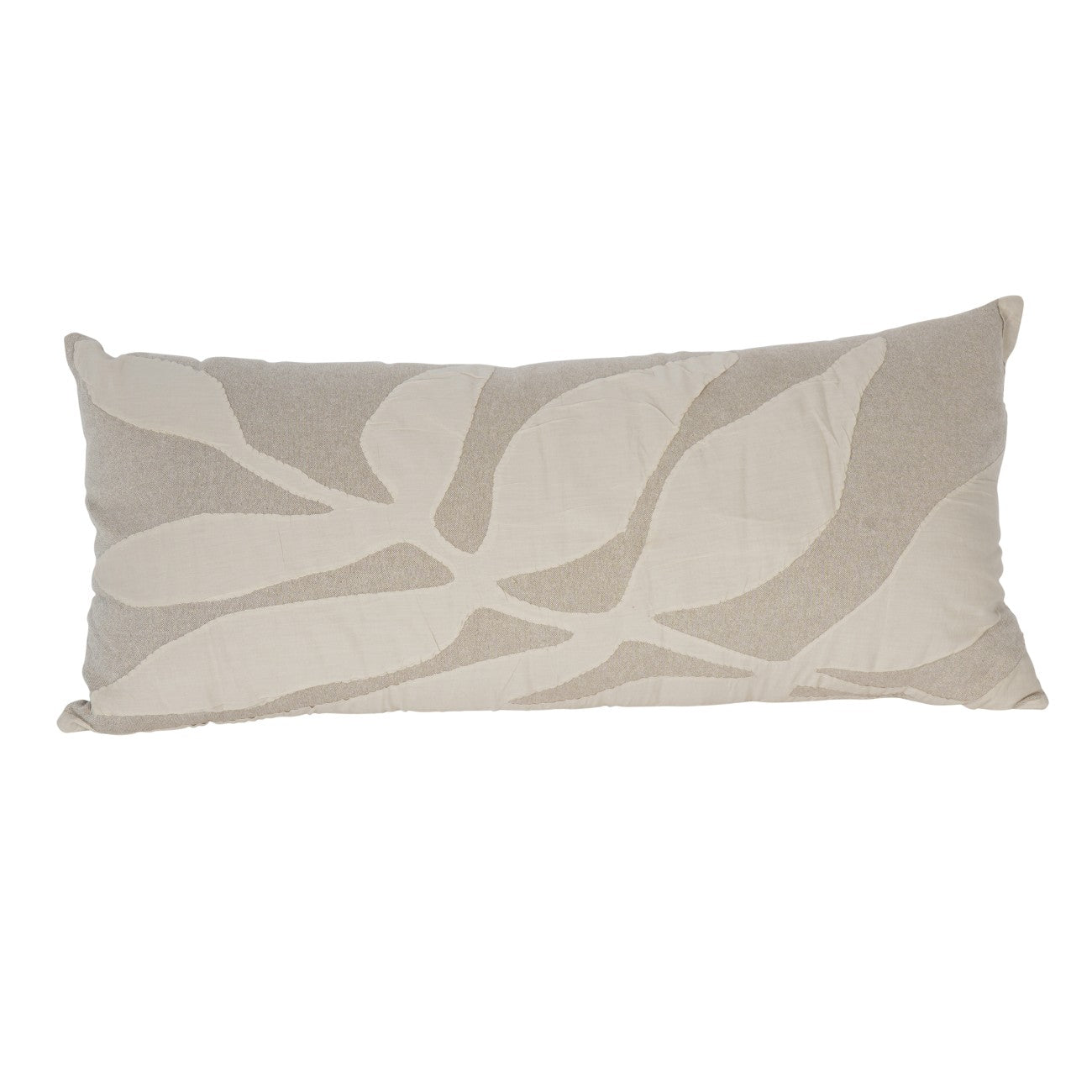 Beige large leaf cushion