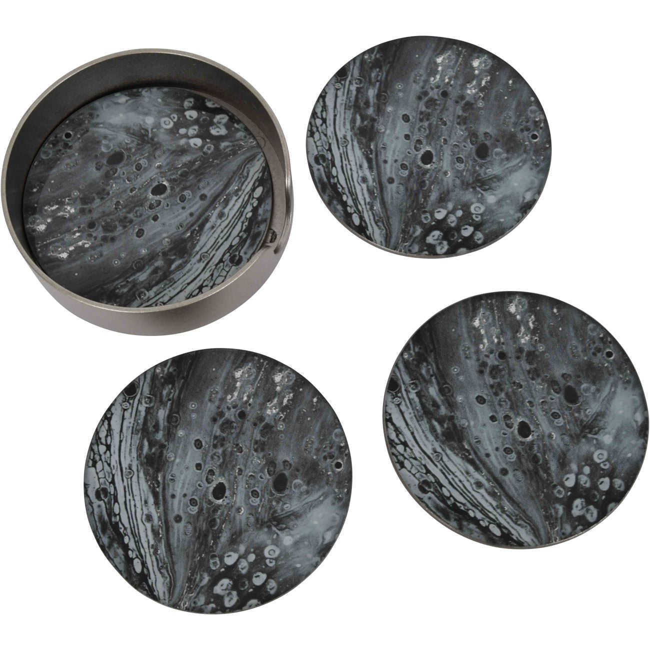 Monochrome swirl set of four coasters
