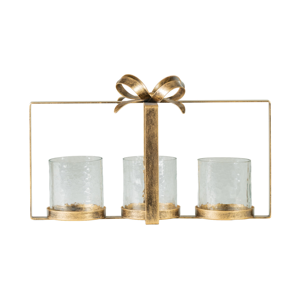Bow 3 Candle Hammered Glass Hurricane