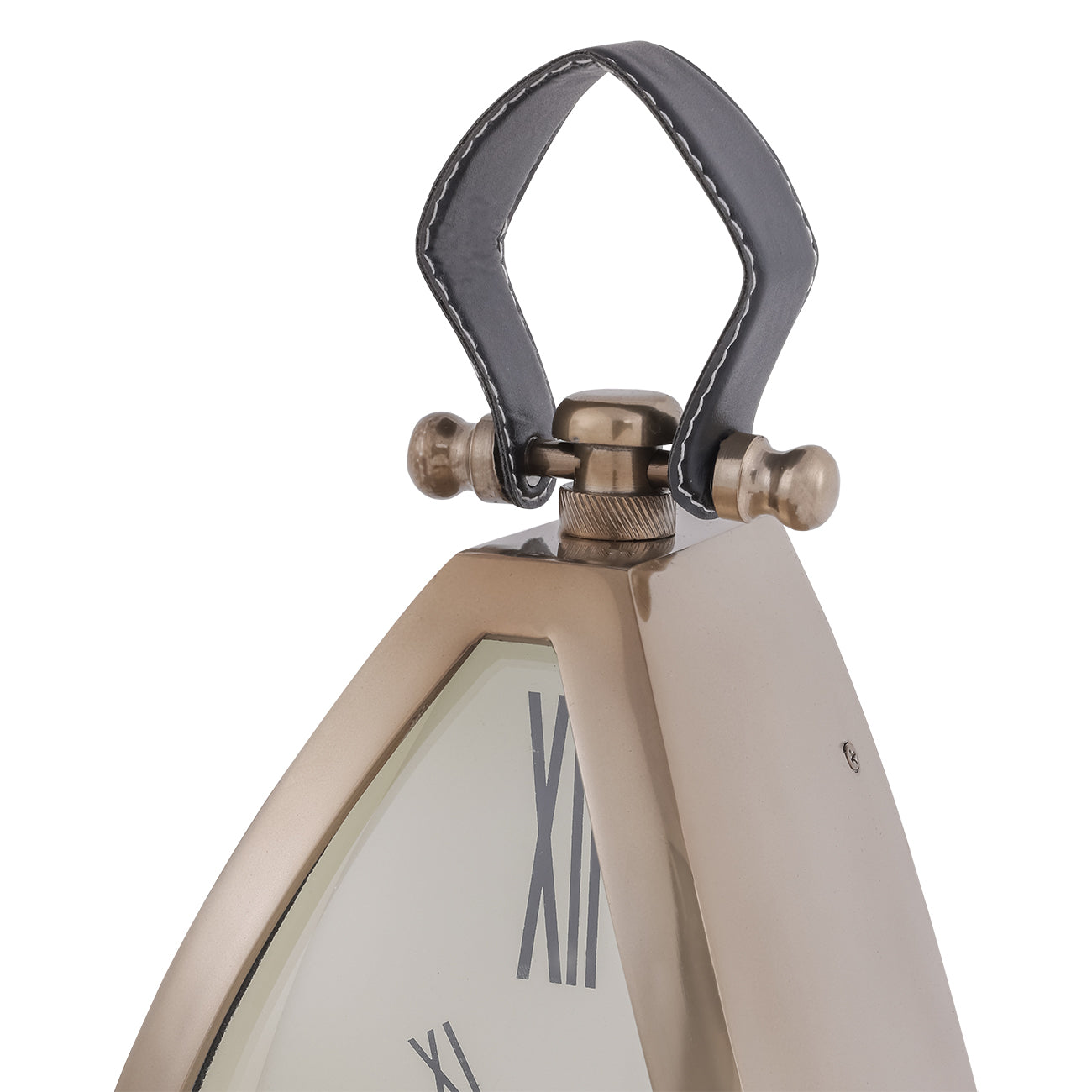 Isosceles Brass Curved Front Mantel Clock Large