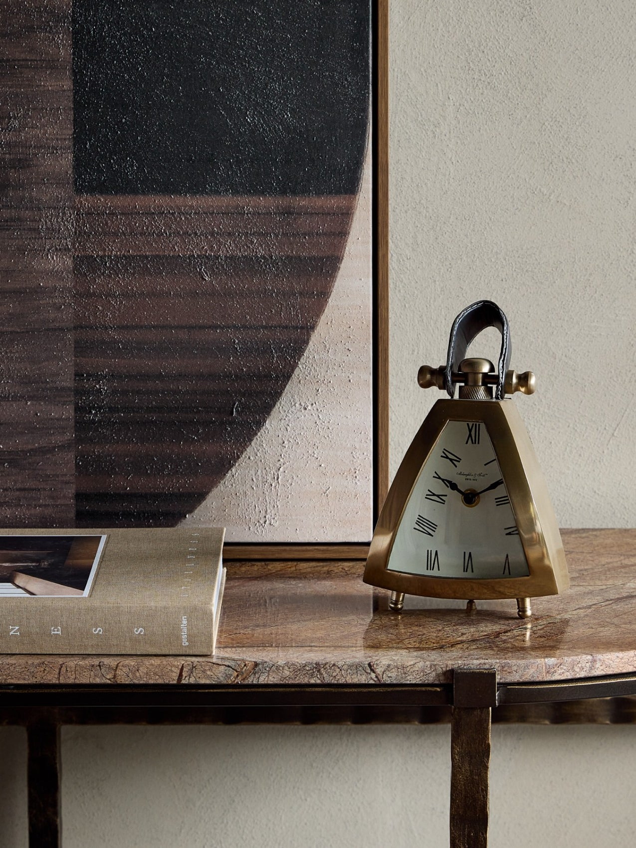 Isosceles Brass Curved Clock - small