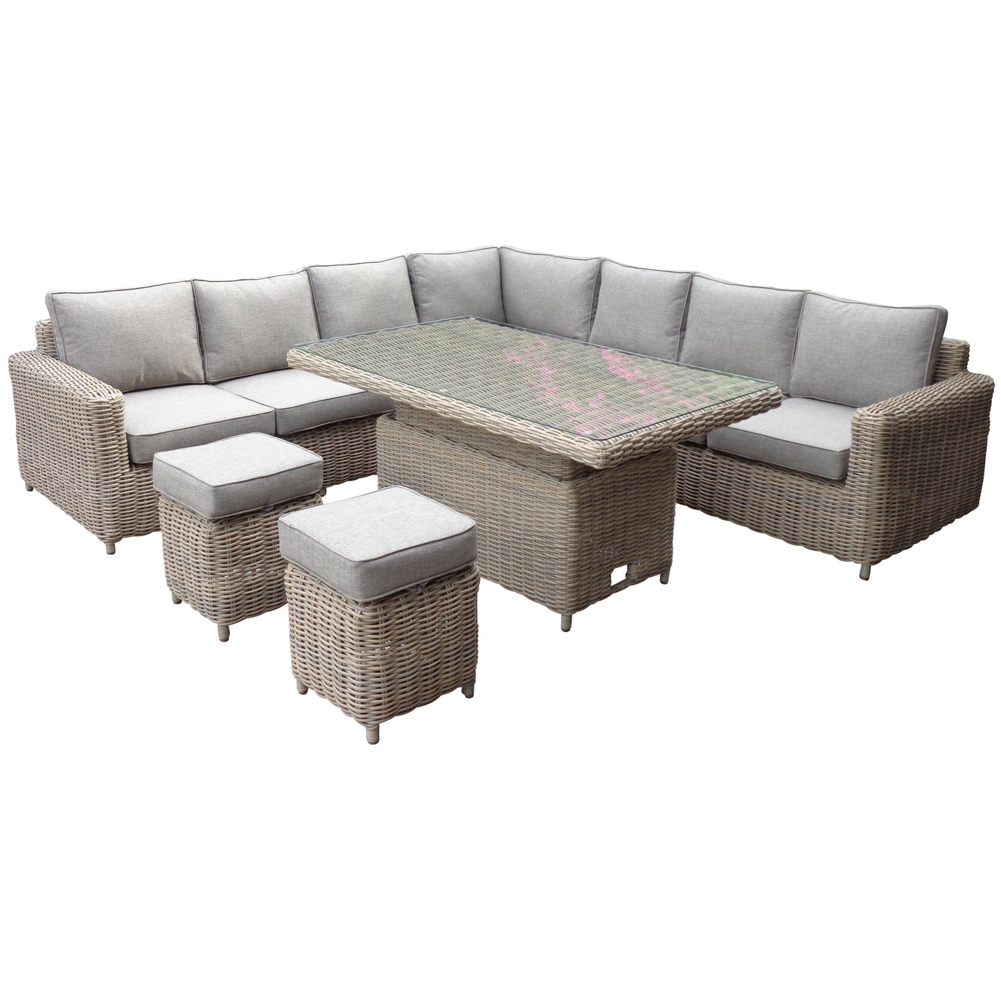 Italian style Outdoor Large Corner Set With Riser Table + 2 Stools