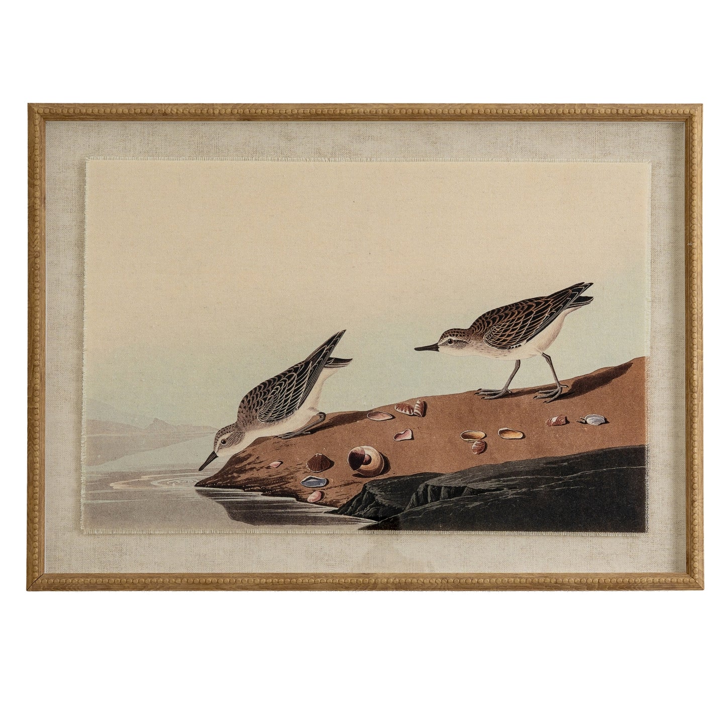 Flora & Fauna Collection Stints On Linen In Beaded Frame