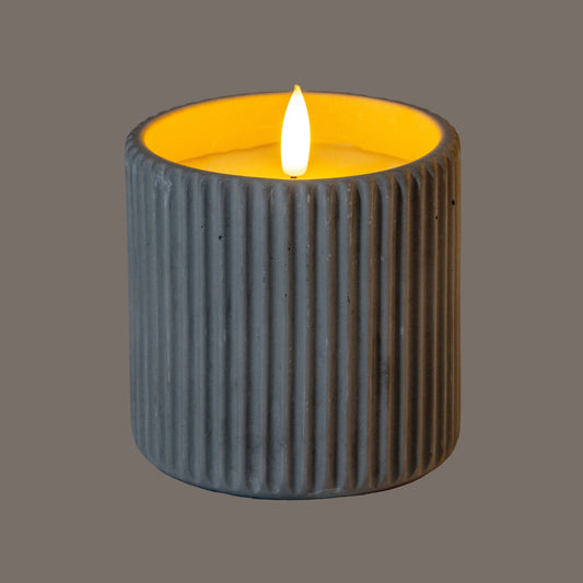 Luxe Collection Natural Glow Chalk Ribbed Large Led Candle