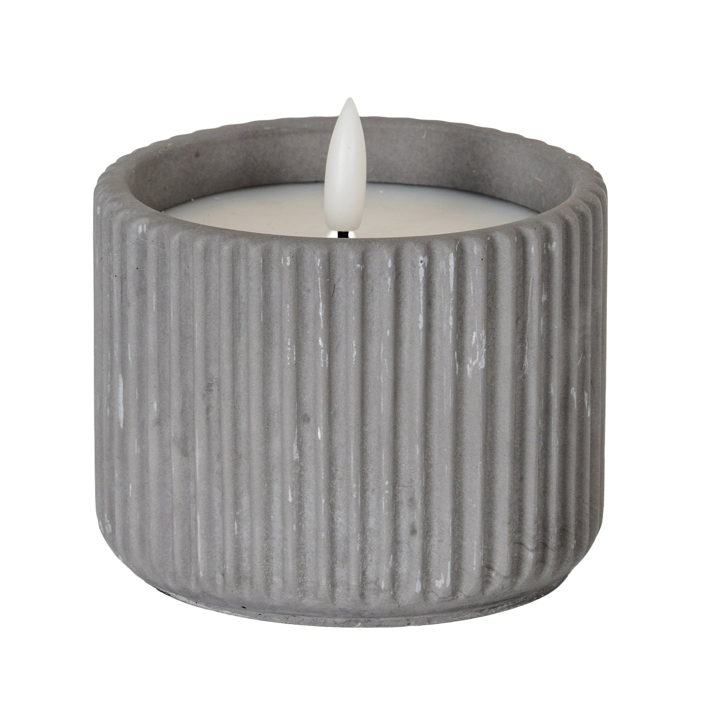 Luxe Collection Natural Glow Grey Ribbed Medium Led Candle