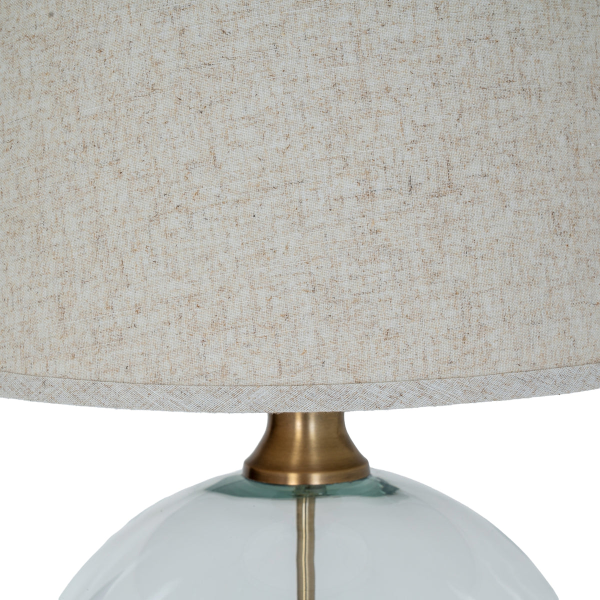 Lunel Glass Orb Table Lamp With Edged Linen Shade
