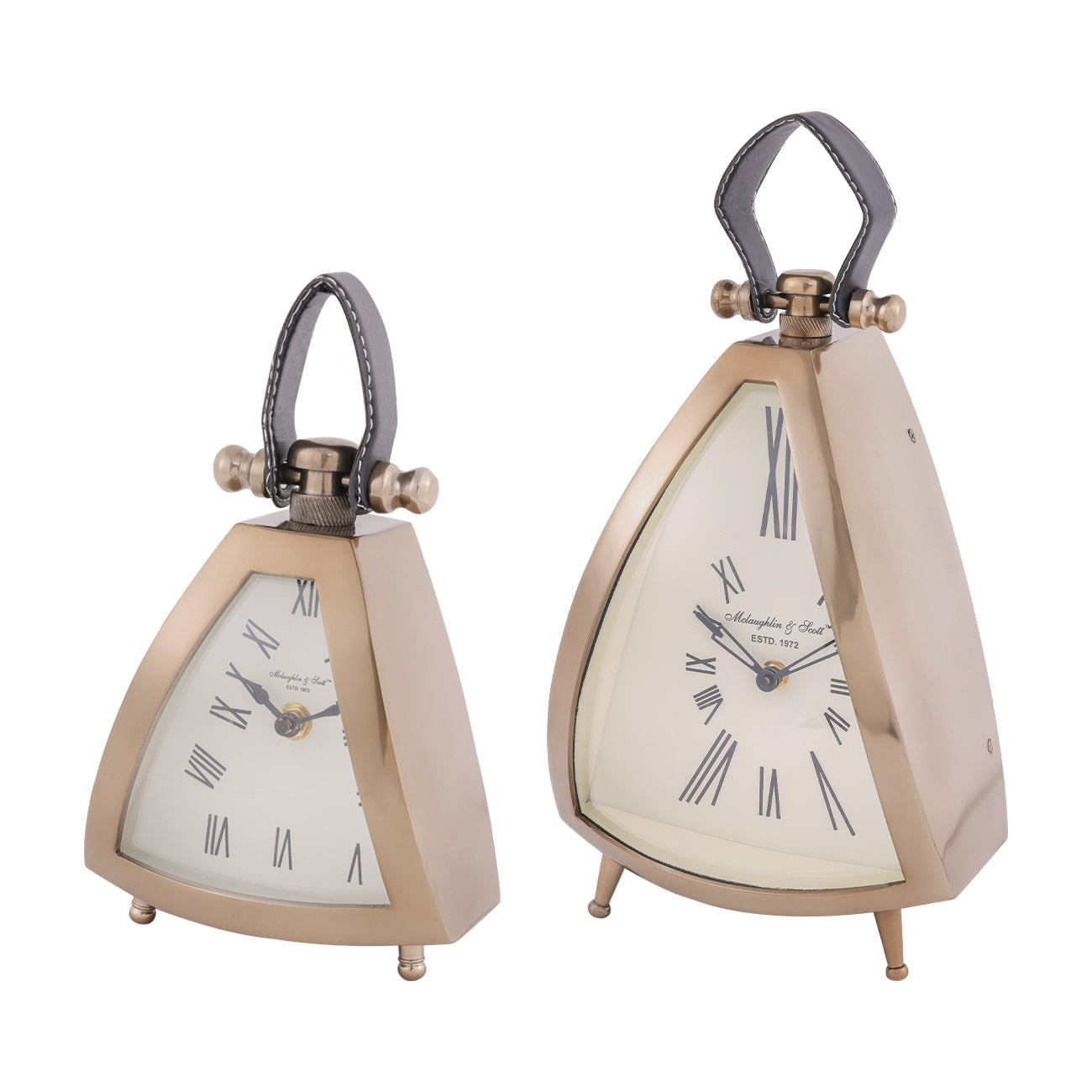 Isosceles Brass Curved Clock - small