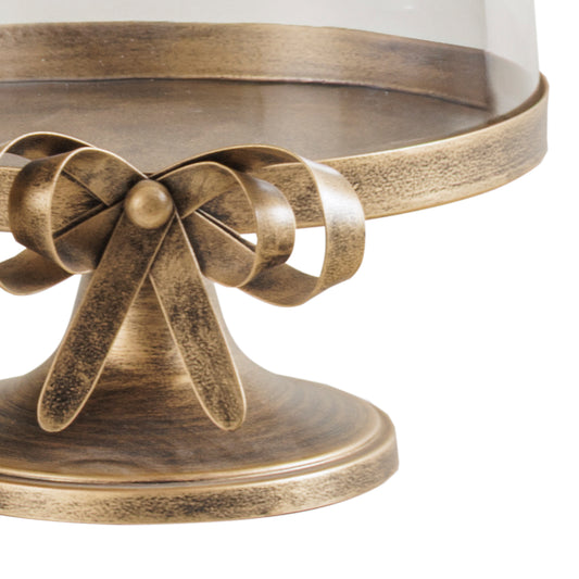 Ribbon Glass Cloche with Vintage Bronze Ribbon Base