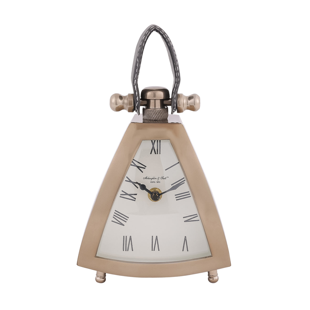 Isosceles Brass Curved Clock - small