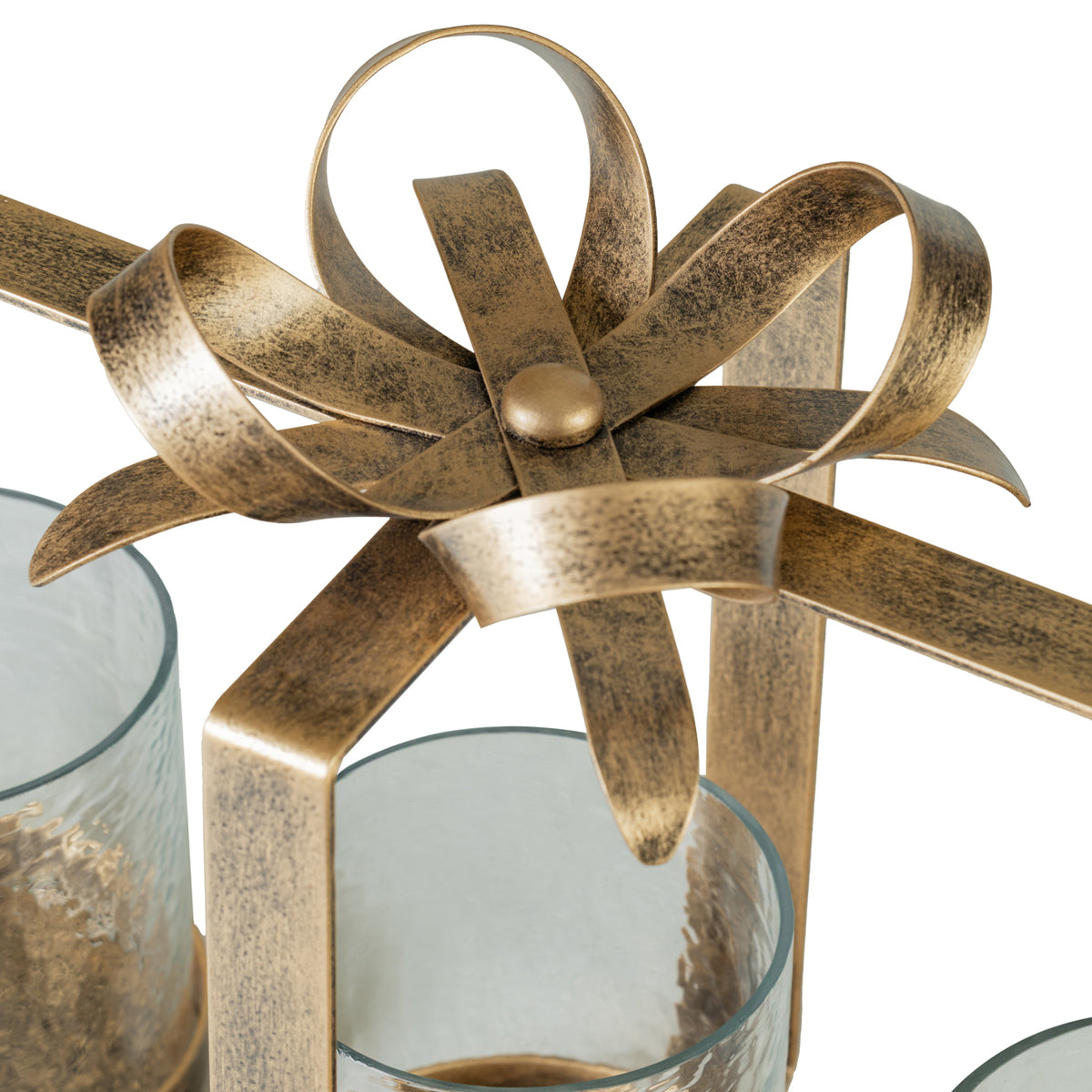 Bow 3 Candle Hammered Glass Hurricane