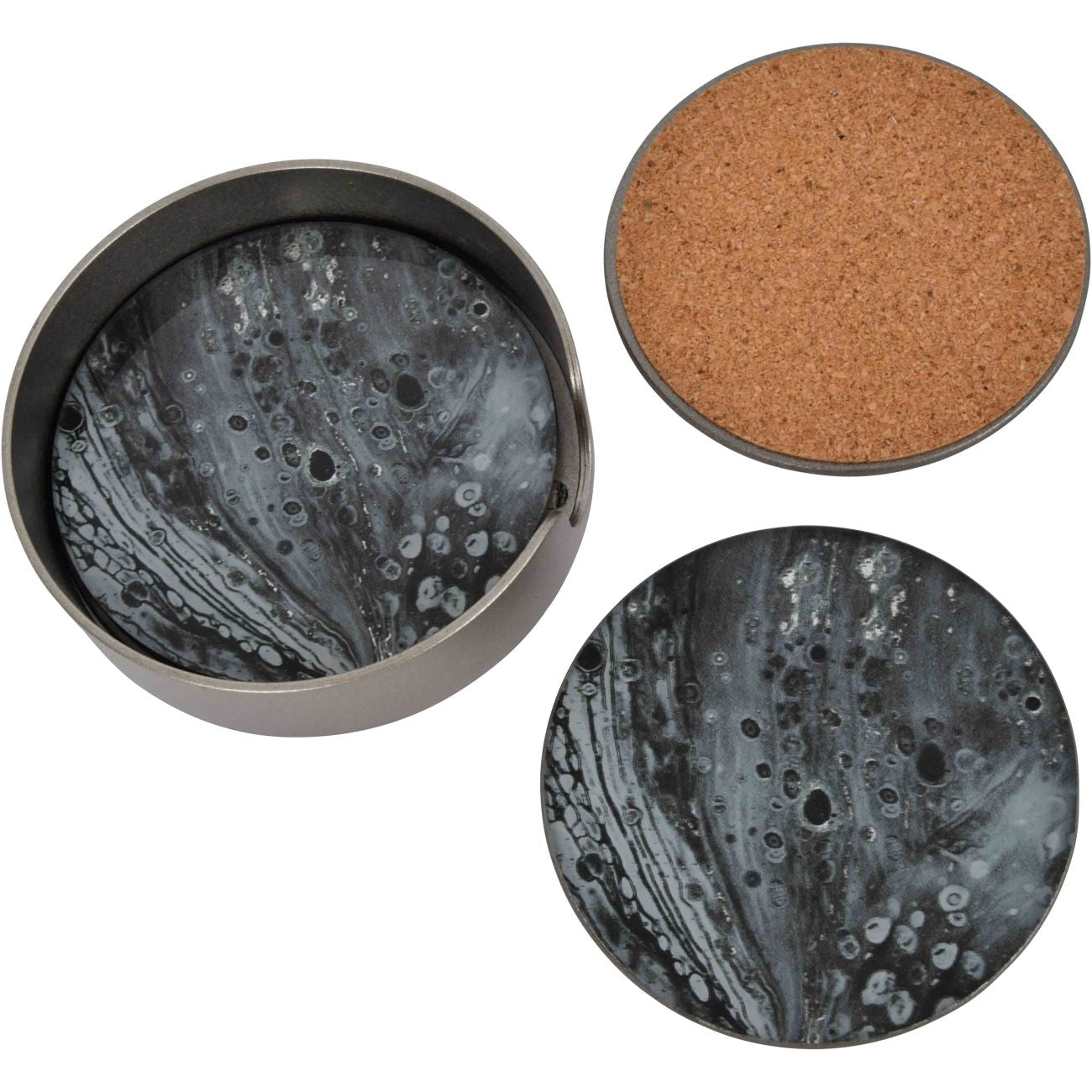 Monochrome swirl set of four coasters