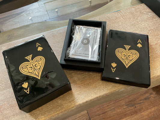 Chollerford black & gold inlay card box