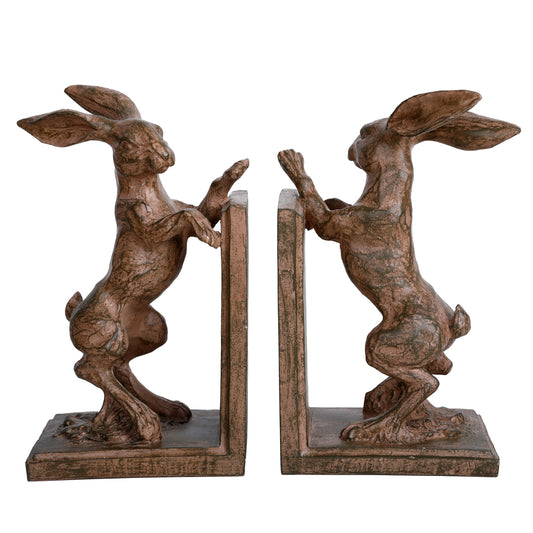 Hurrell Rustic Standing Hare Bookends