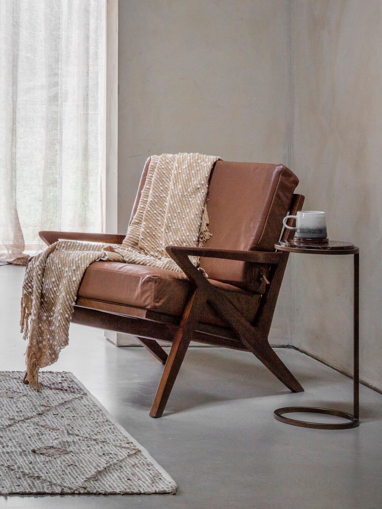 Atherton Wooden Leather Armchair