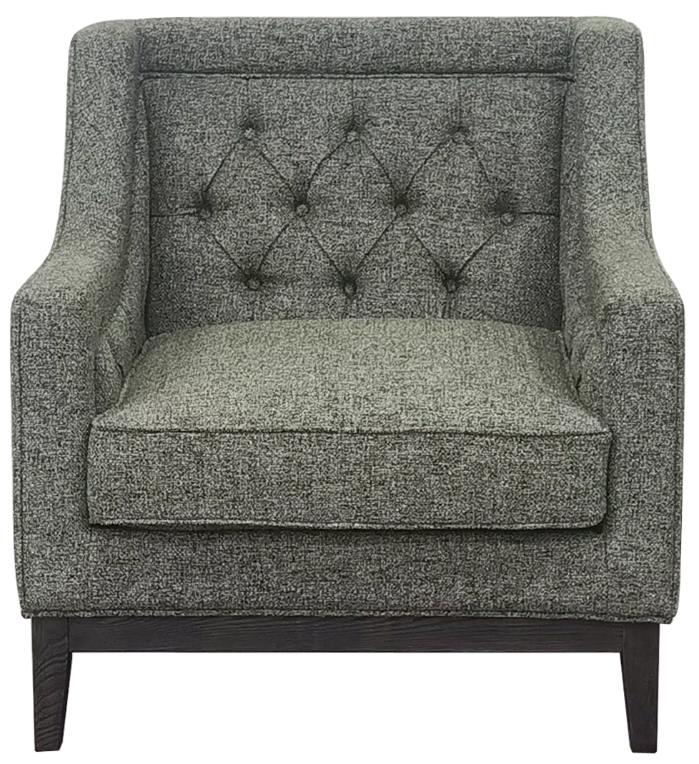 Theodore Buttoned Armchair, Forest Green, Natural Taupe and Ivory