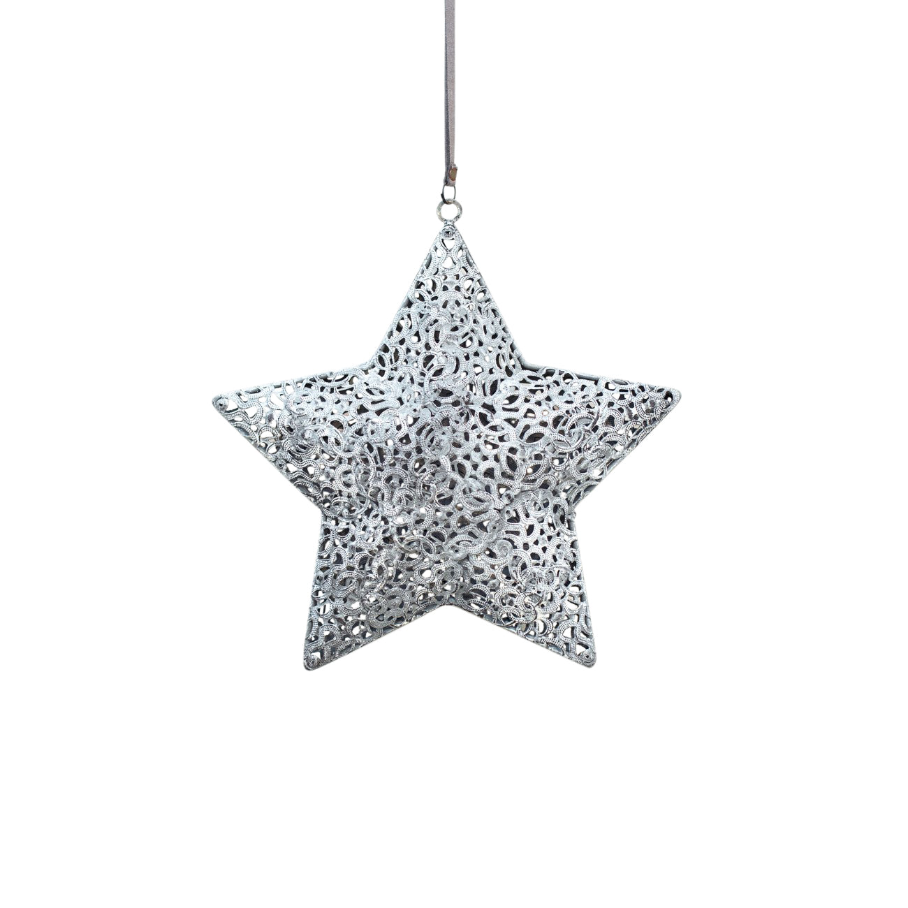 Metal silver star decoration