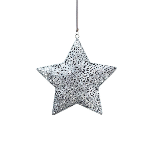Metal silver star decoration