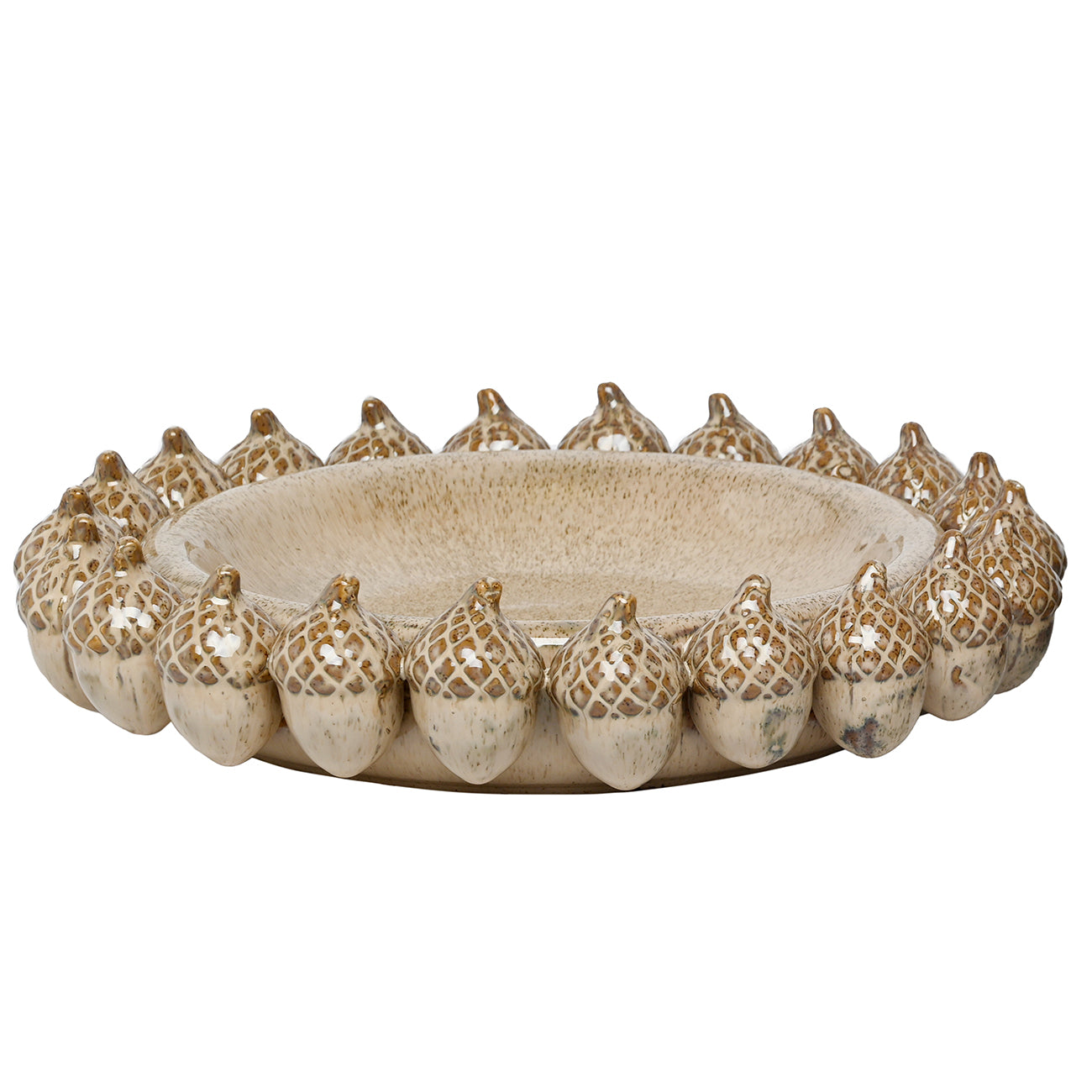 Acorn Cluster Platter- Decorative Ceramic Display Tray