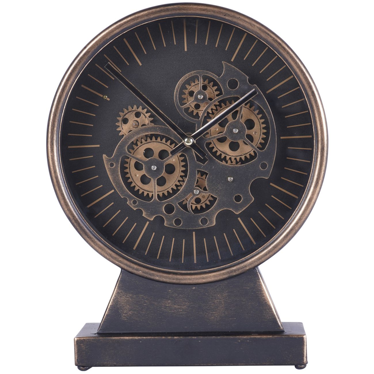 Black and Gold Mantel clock with moving cogs