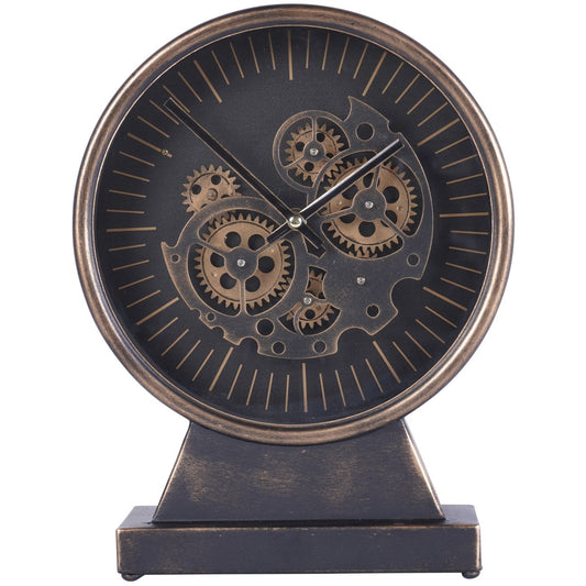 Black and Gold Mantel clock with moving cogs