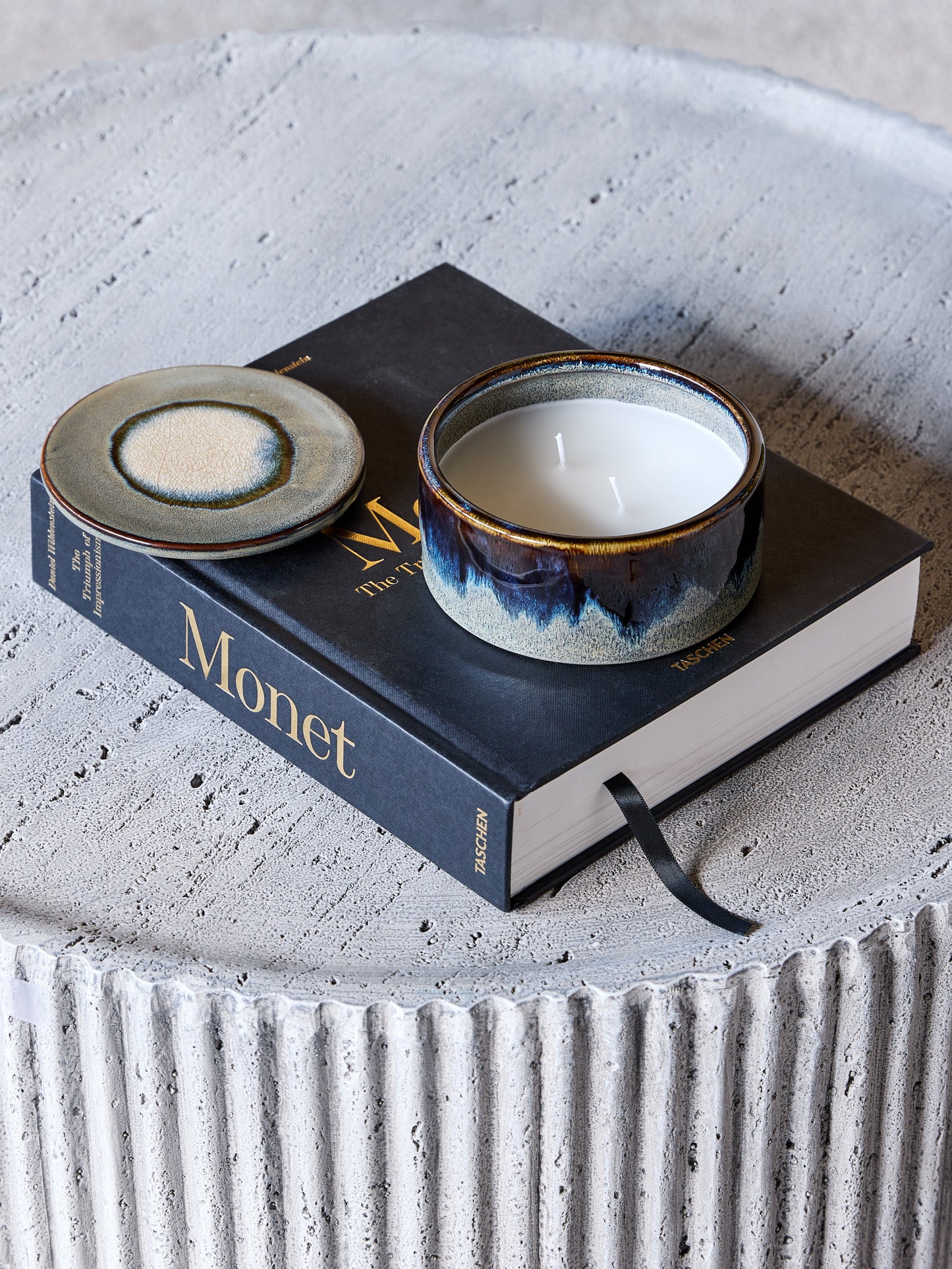 Medway Blue Reactive Glaze Candle Blue