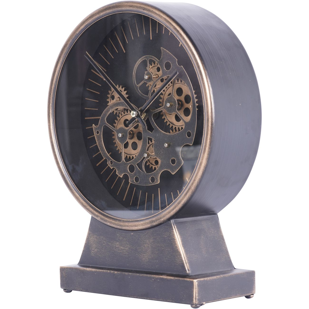 Black and Gold Mantel clock with moving cogs