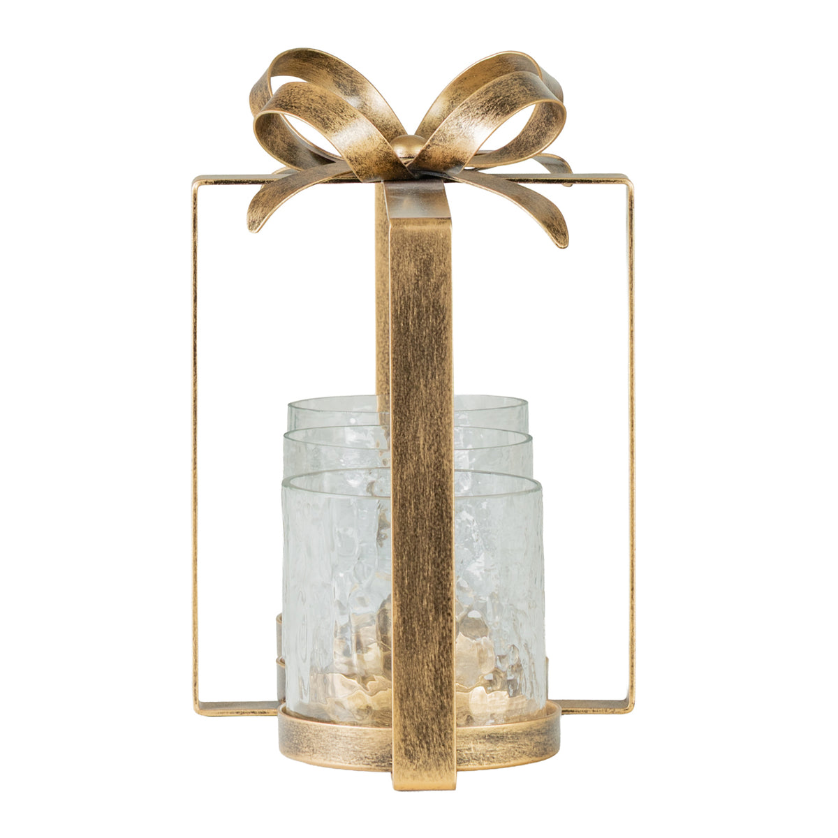 Bow 3 Candle Hammered Glass Hurricane