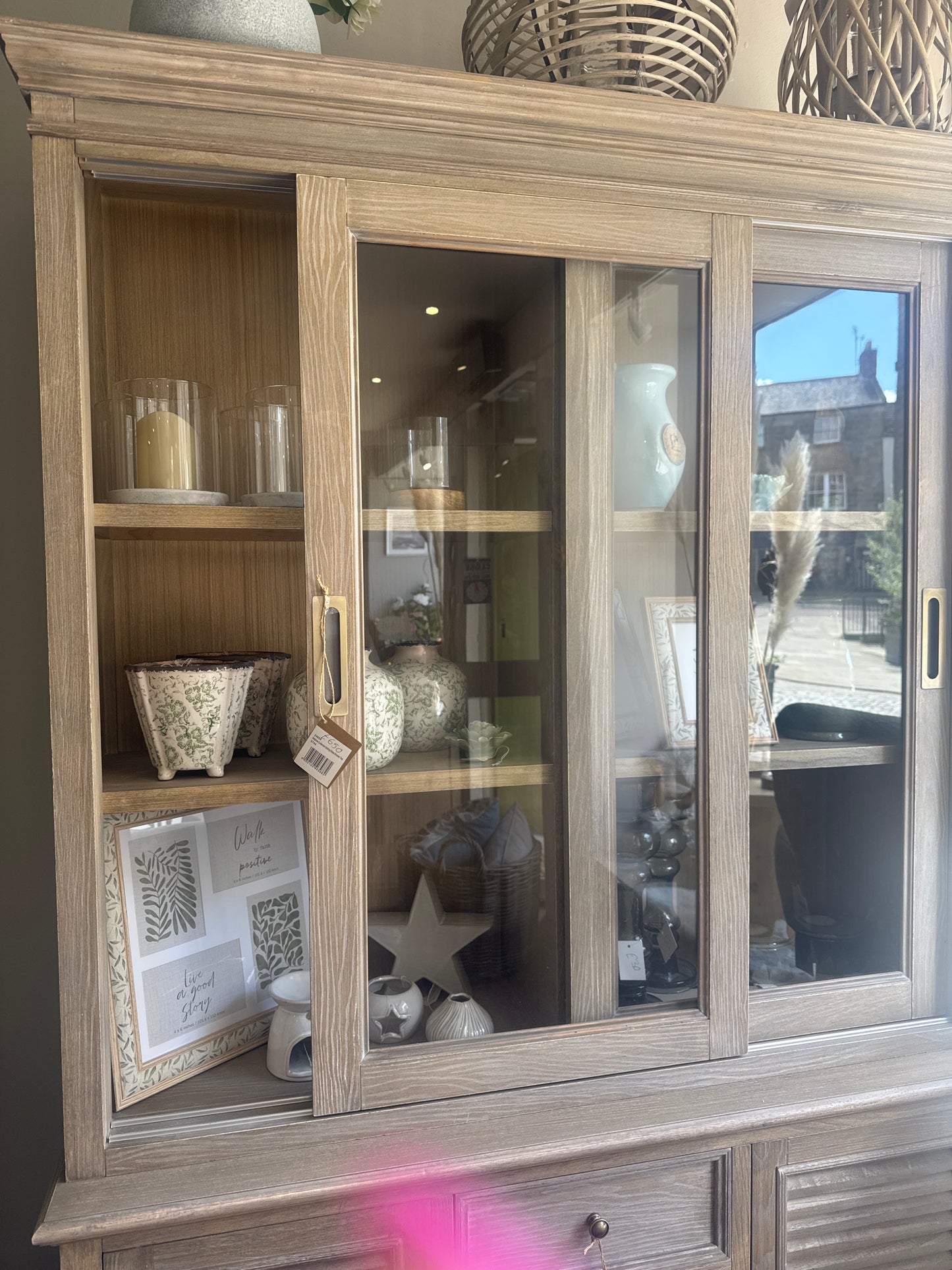 Delphine sliding door glass dresser top
