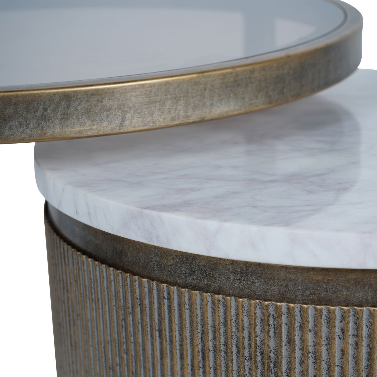 Belvedere Aged Gold Nest Tables - Seasons Home Interiors