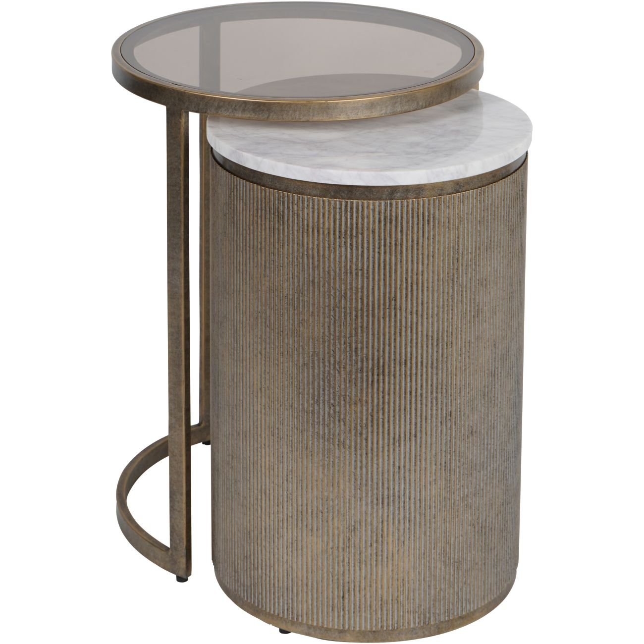 Belvedere Aged Gold Nest Tables - Seasons Home Interiors