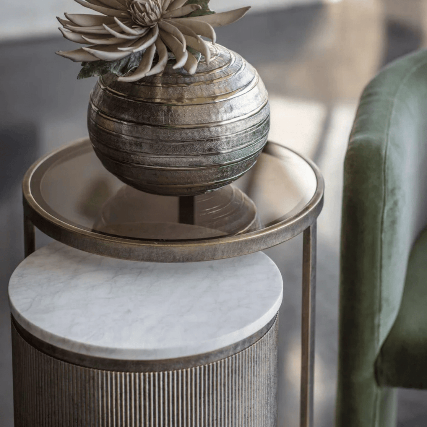 Belvedere Aged Gold Nest Tables - Seasons Home Interiors