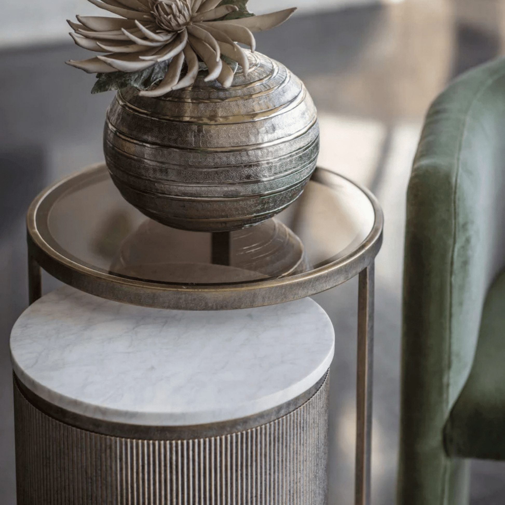 Belvedere Aged Gold Nest Tables - Seasons Home Interiors
