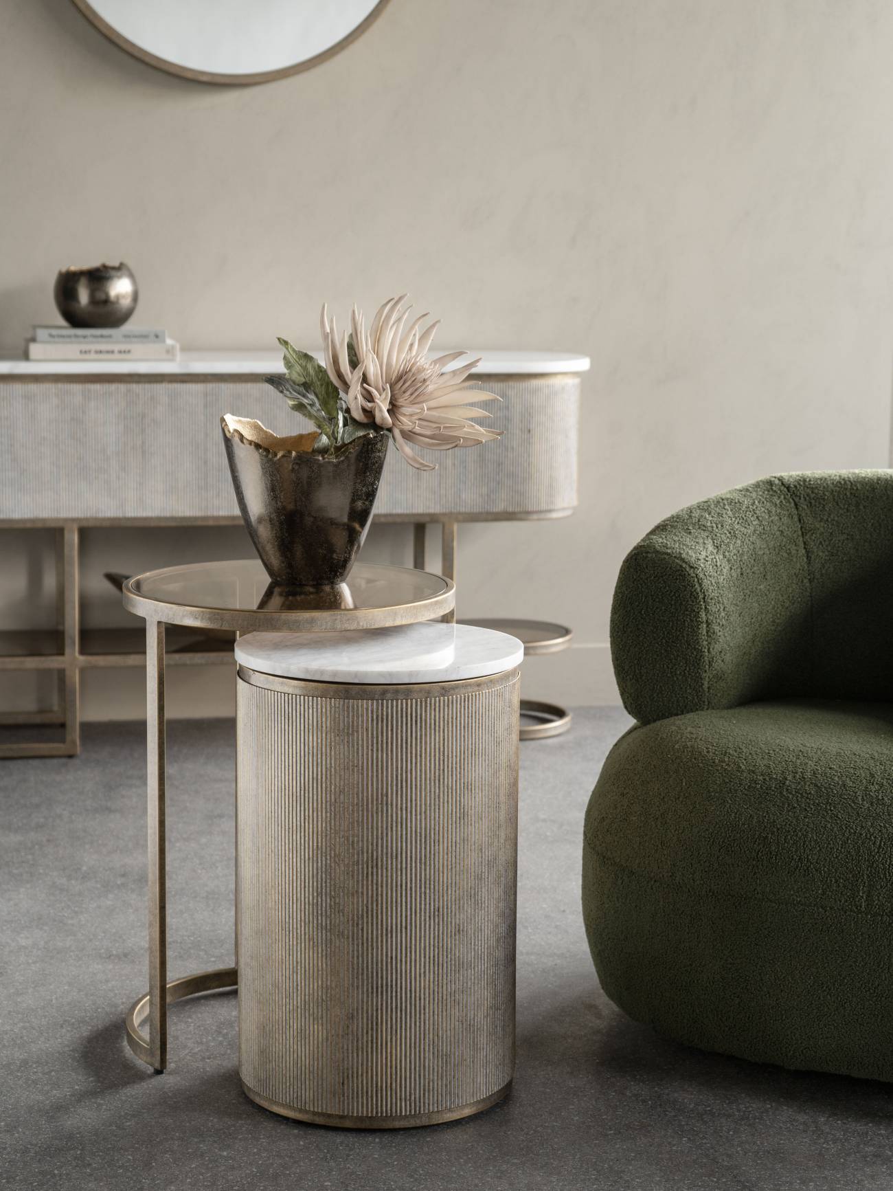 Belvedere Aged Gold Nest Tables - Seasons Home Interiors