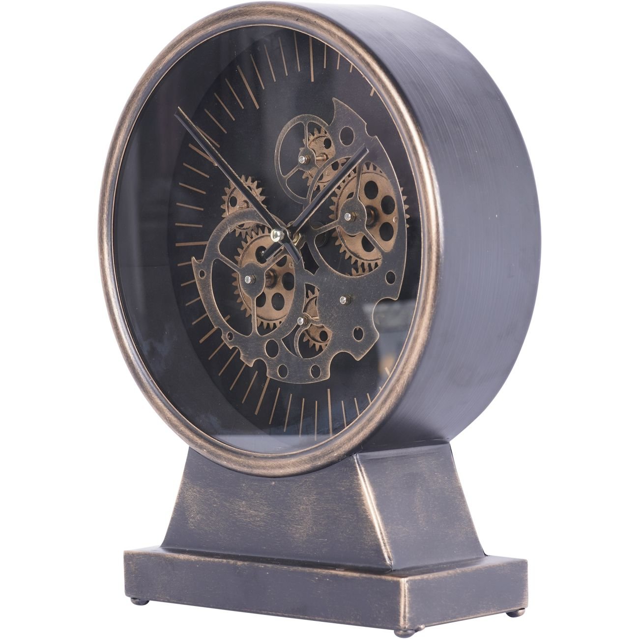 Black and Gold Mantel clock with moving cogs - Seasons Home Interiors