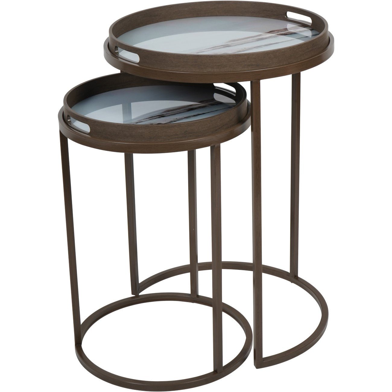 Blurred Seascape Set of 2 Side Tray Tables - Seasons Home Interiors