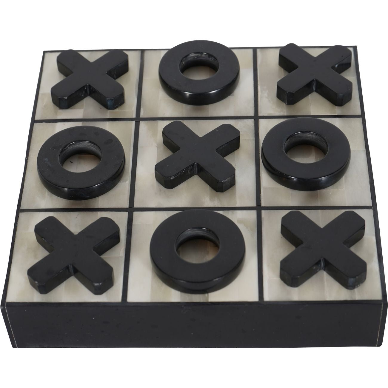 Chollerford Off White and Black Bone Inlay Noughts and Crosses - Seasons Home Interiors
