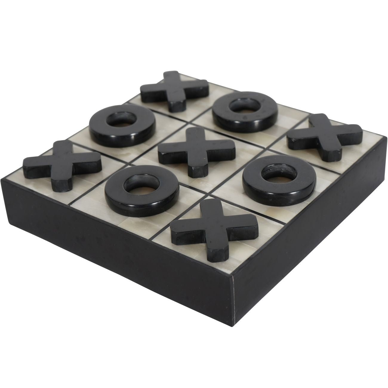 Chollerford Off White and Black Bone Inlay Noughts and Crosses - Seasons Home Interiors
