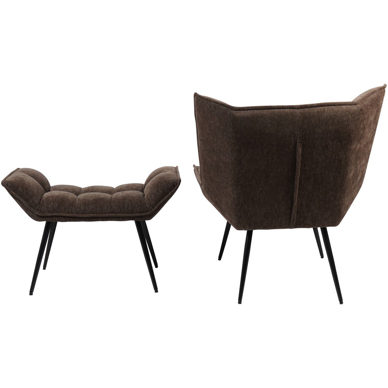 Chrishall Occasional Chair with Footstool in Brown Velour - Seasons Home Interiors