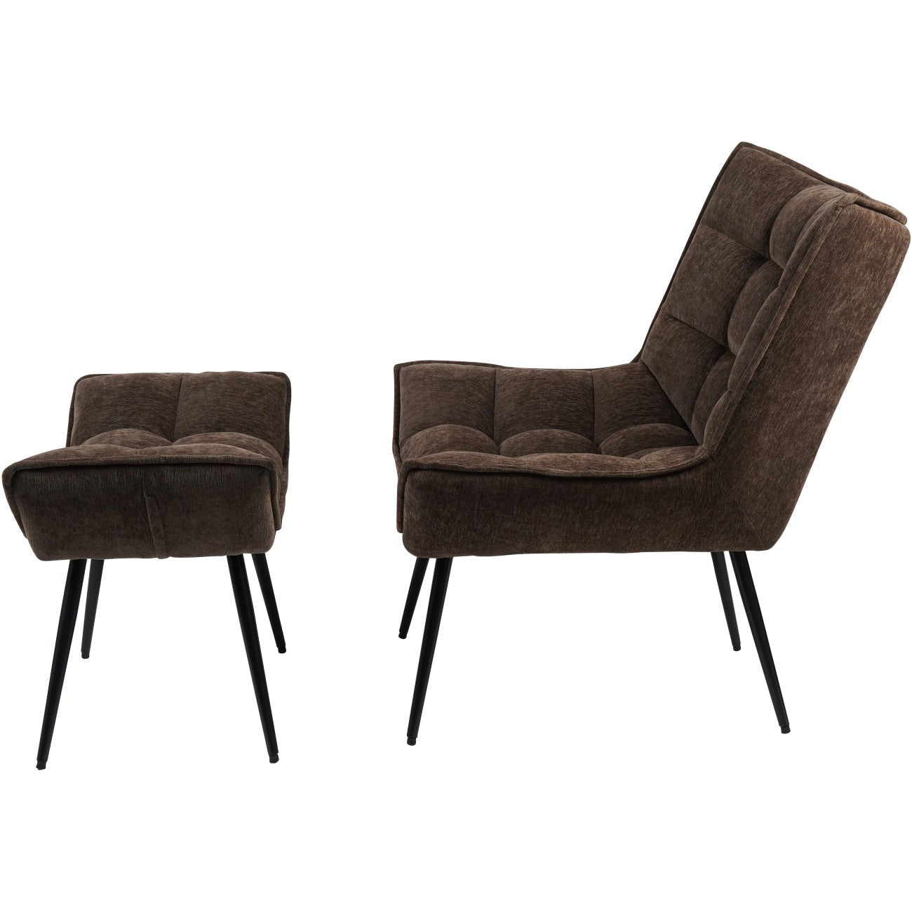 Chrishall Occasional Chair with Footstool in Brown Velour - Seasons Home Interiors