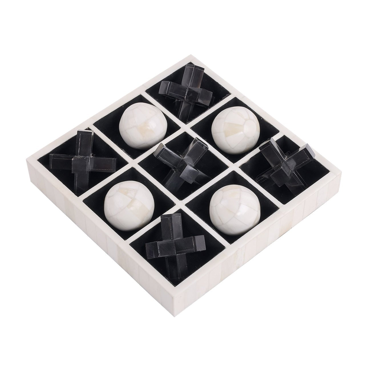 Farnham Off White and Black Bone Horn Inlay Noughts and Crosses - Seasons Home Interiors